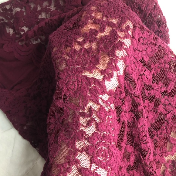 Streetwear Society Lace Bodysuit Burgundy - Picture 3 of 4